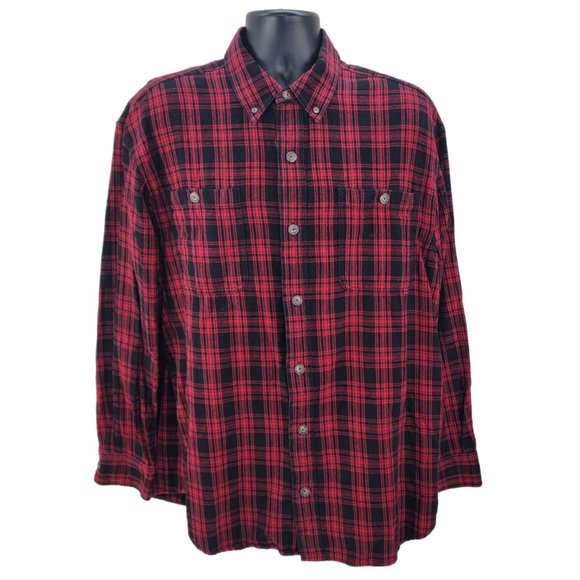 Duluth Trading Mens Free Swingin Flannel Shirt Large Red Plaid Long Sleeve 52007 - Picture 1 of 6